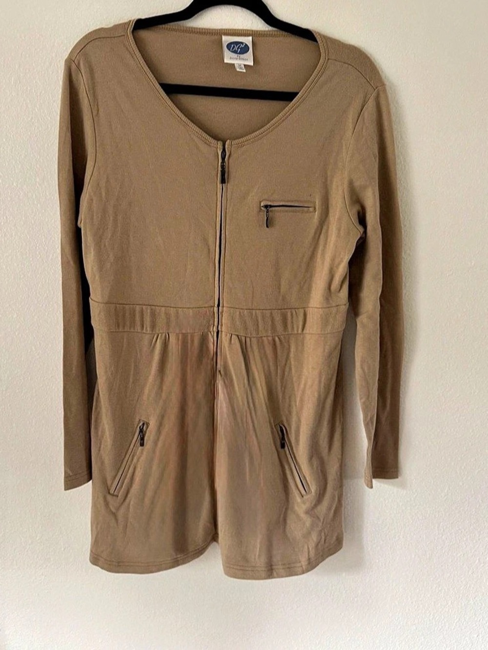 DG2 by Diane Gilman Cotton Utility Romper in Brown Size Medium